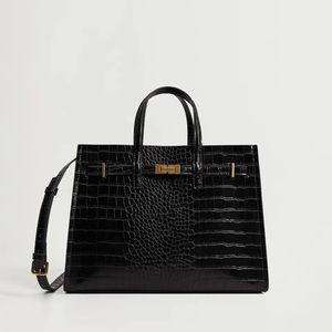 Mango Croc-effect Shopper Bag